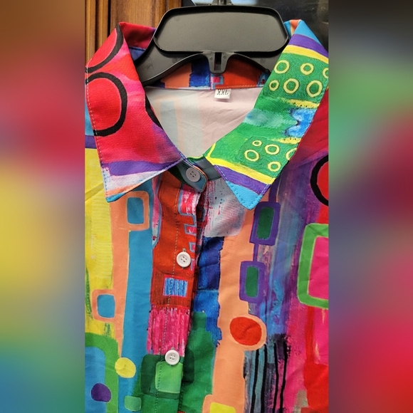 Abstract Button-Up Long Sleeve Shirt XXL - Picture 4 of 4